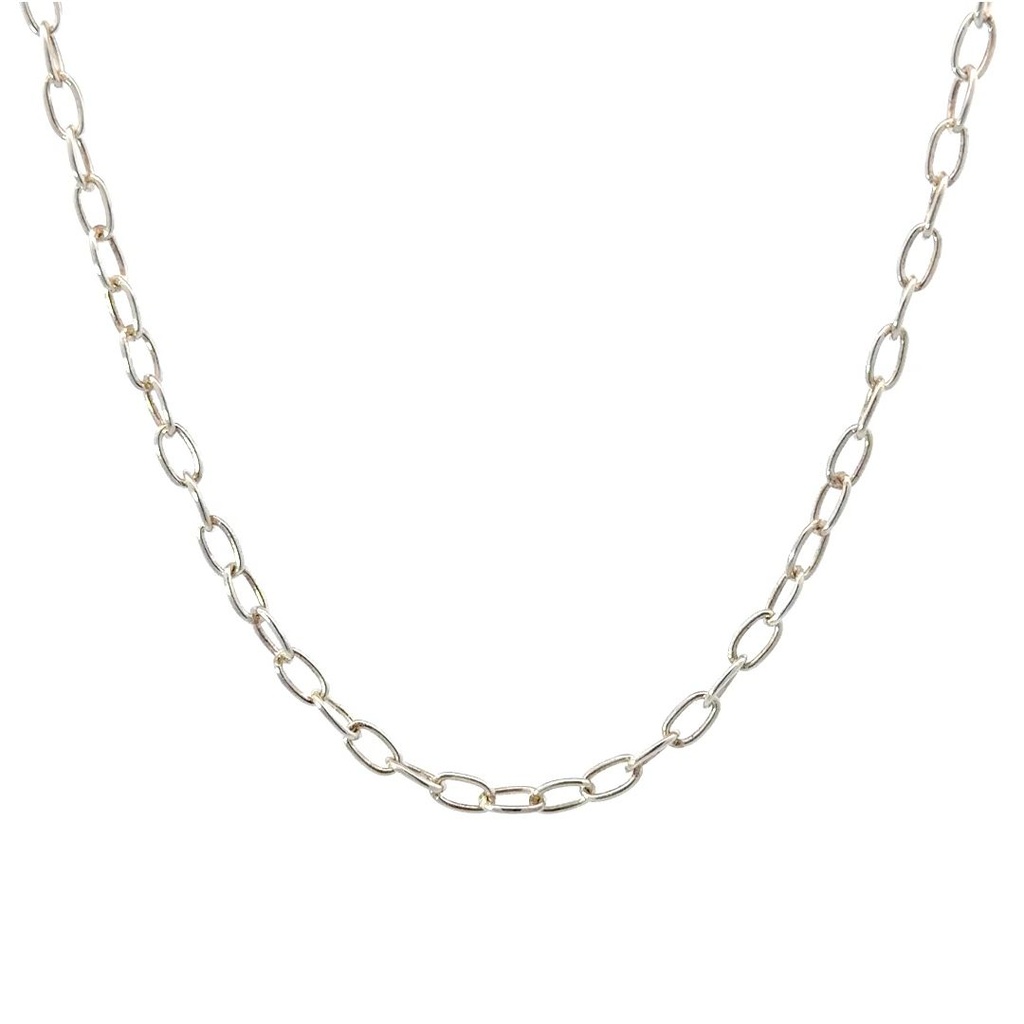 Delicate Oval Link Necklace In Sterling Silver