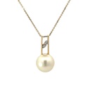 Gold Pearl And Diamond Pendant | 14K Gold
