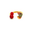 Cherries And Leaves Ring In Gold Plated Brass