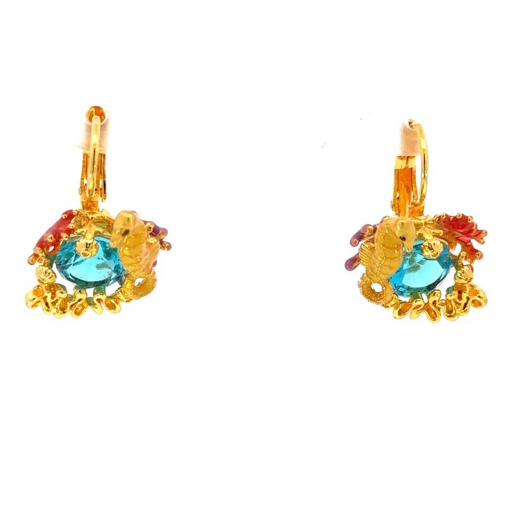 Seahorse And Blue Lagoon Crystal Earrings