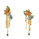 Duo Of Koalas, Pink Eucalyptus & Malachite Earrings