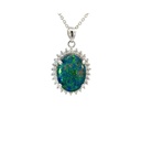 Opal Pendant | Triplet CZ Halo In Sterling Silver
