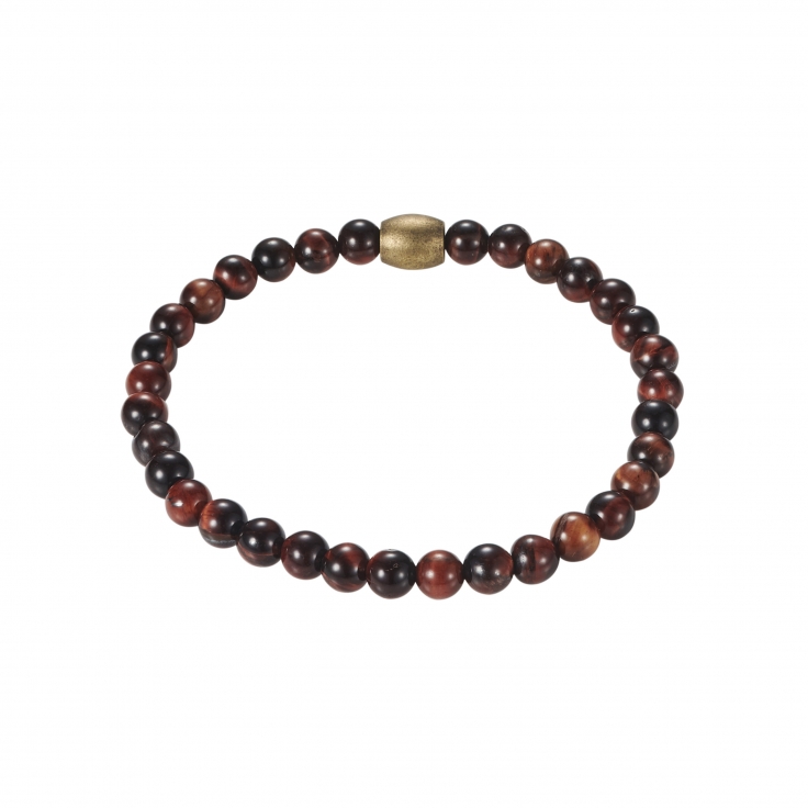 Radiant Strength: Red Tiger's Eye Bracelet with 14K Plated Stainless Steel Bead