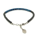 Hematite & Blue Bead Bracelet With Stainless Steel