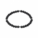 Onyx And Stainless Steel Bead Bracelet