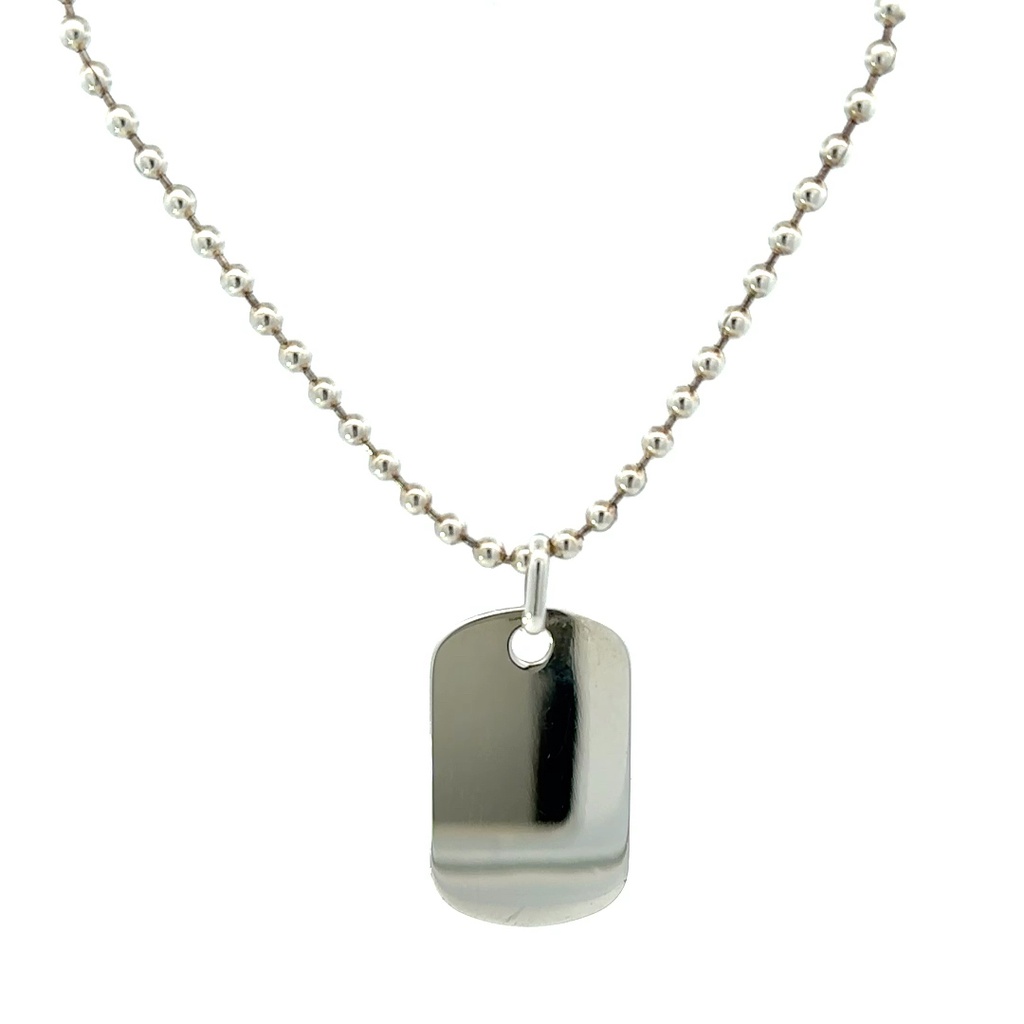 Dog Tag Pendant In Sterling Silver