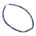 Relaxed Sophistication: Men's Dumortierite Bead Chain with Stainless Steel Accent