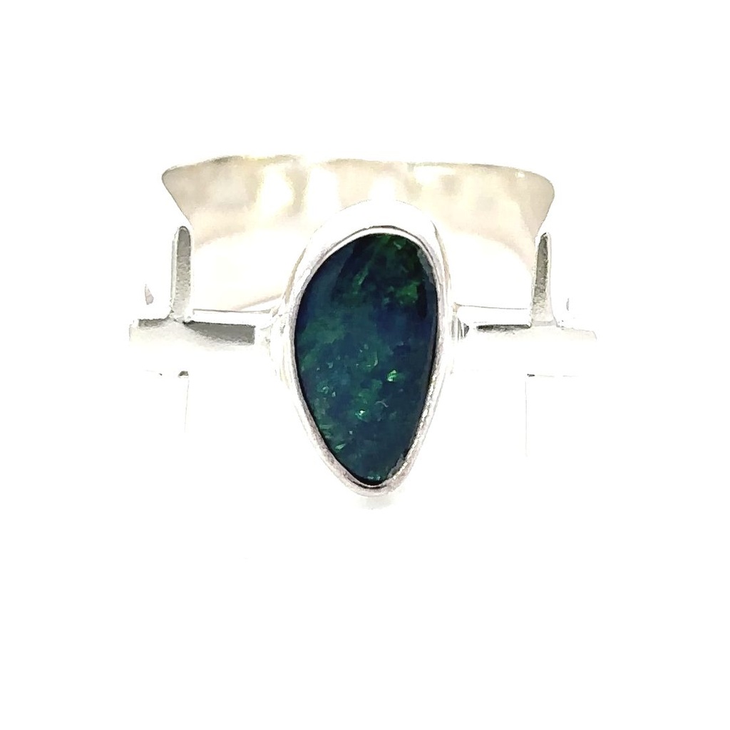 Aussie Opal Ring Set In Sterling Silver