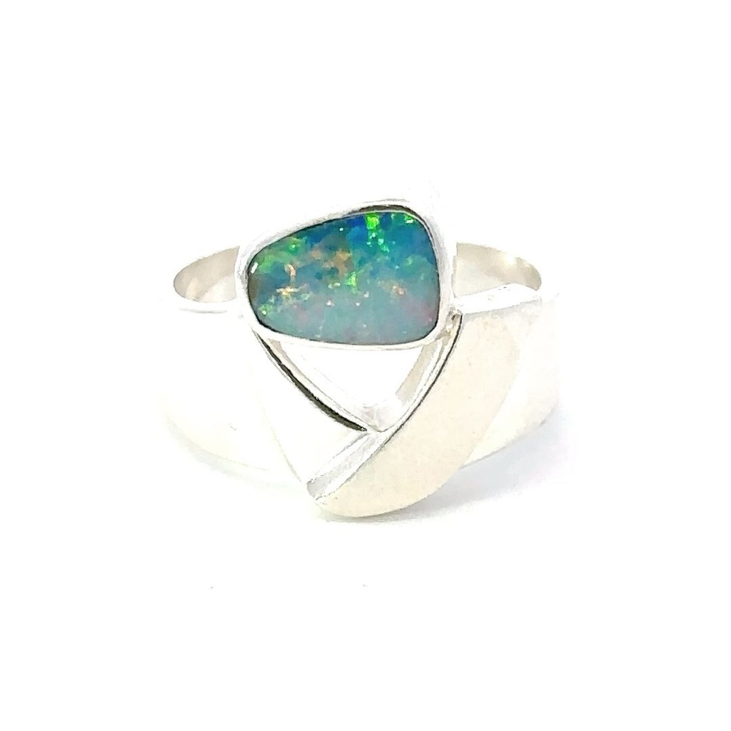 Unique Stunning Aussie Opal Silver Ring