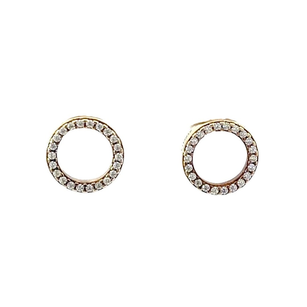 Circle Of Cubic Zirconias Earrings In Gold Plated Silver