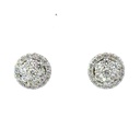 Cubic Zirconia Cluster Stud Earrings In Silver