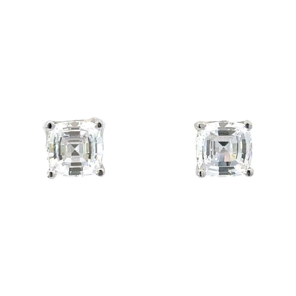 Cushion Cut Cubics In A Claw Setting In Sterling Silver