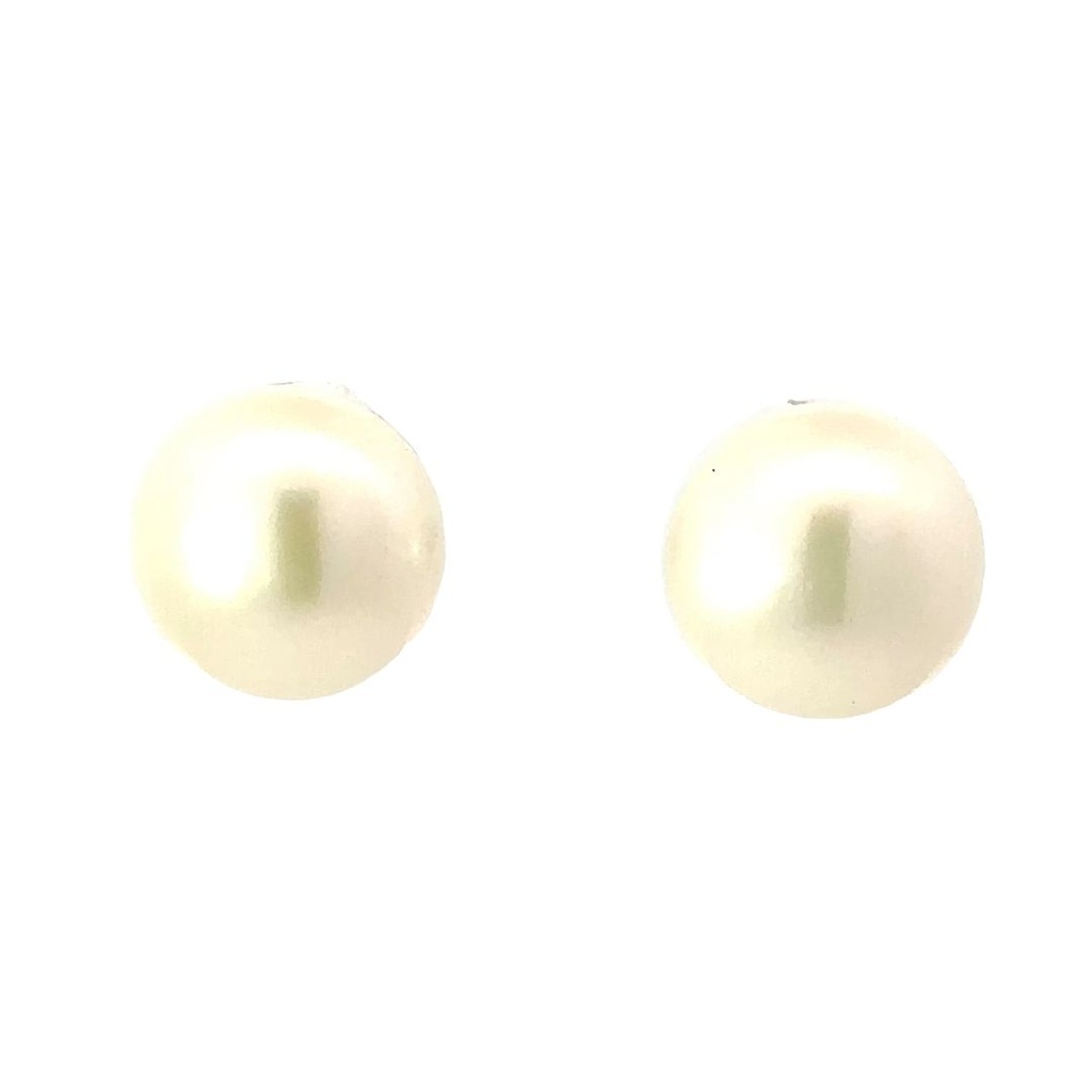 Freshwater Button Shaped Pearl Stud Earrings