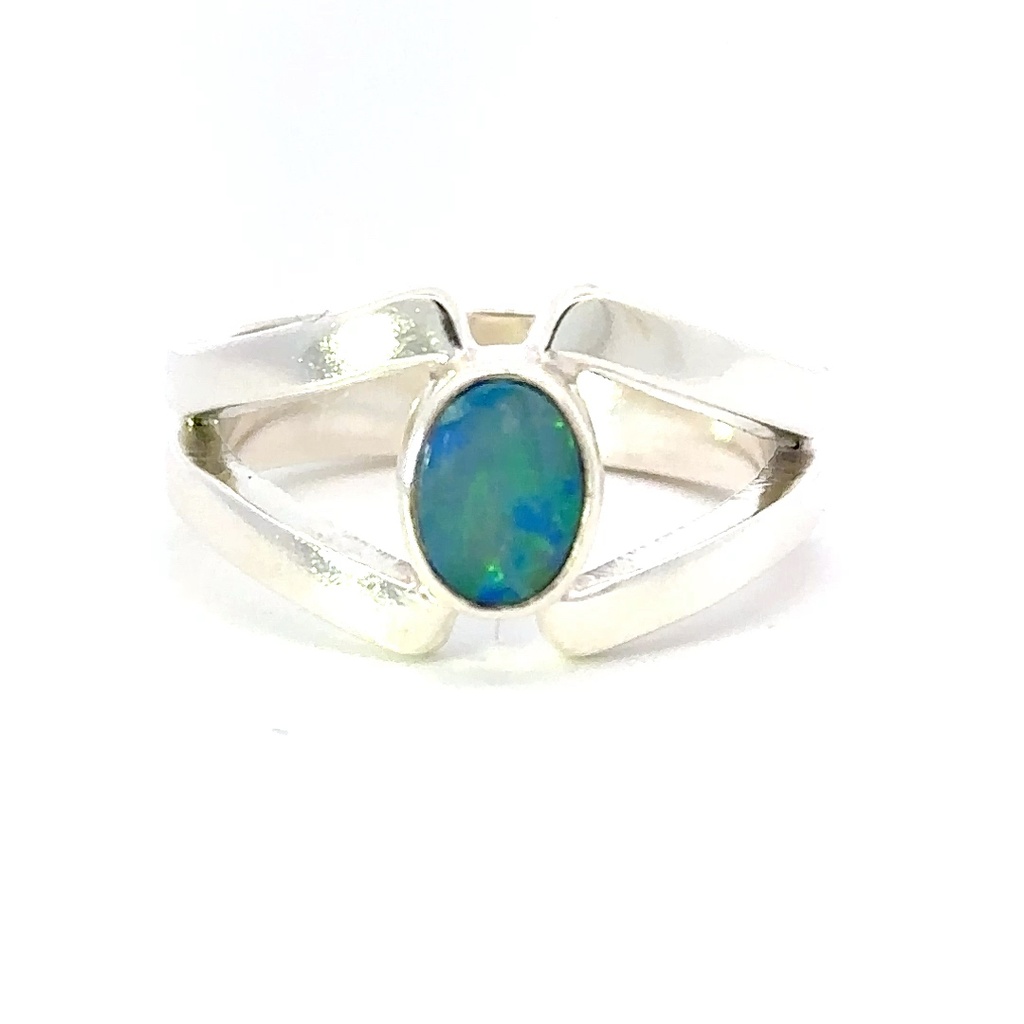 Opal Ring Set With In A Split Sterling Silver Ring