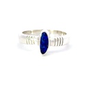 Blue Opal Ring With A Narrow Silver Band
