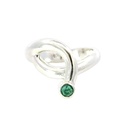 Ring With A Twist And Set With An Emerald In Silver