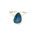 Ring Set With A Colourful Opal In Sterling Silver