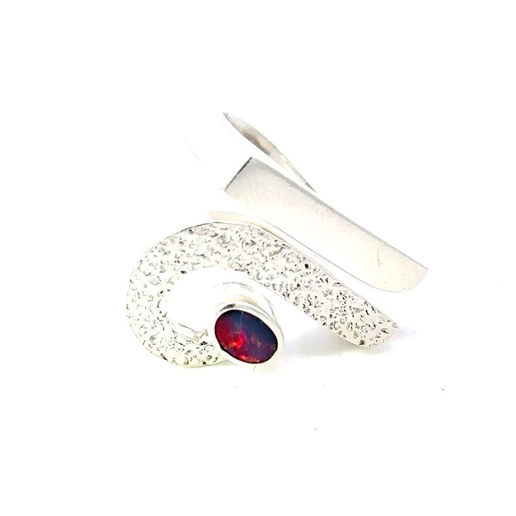 Vibrant Opal Set In A Sterling Silver Ring