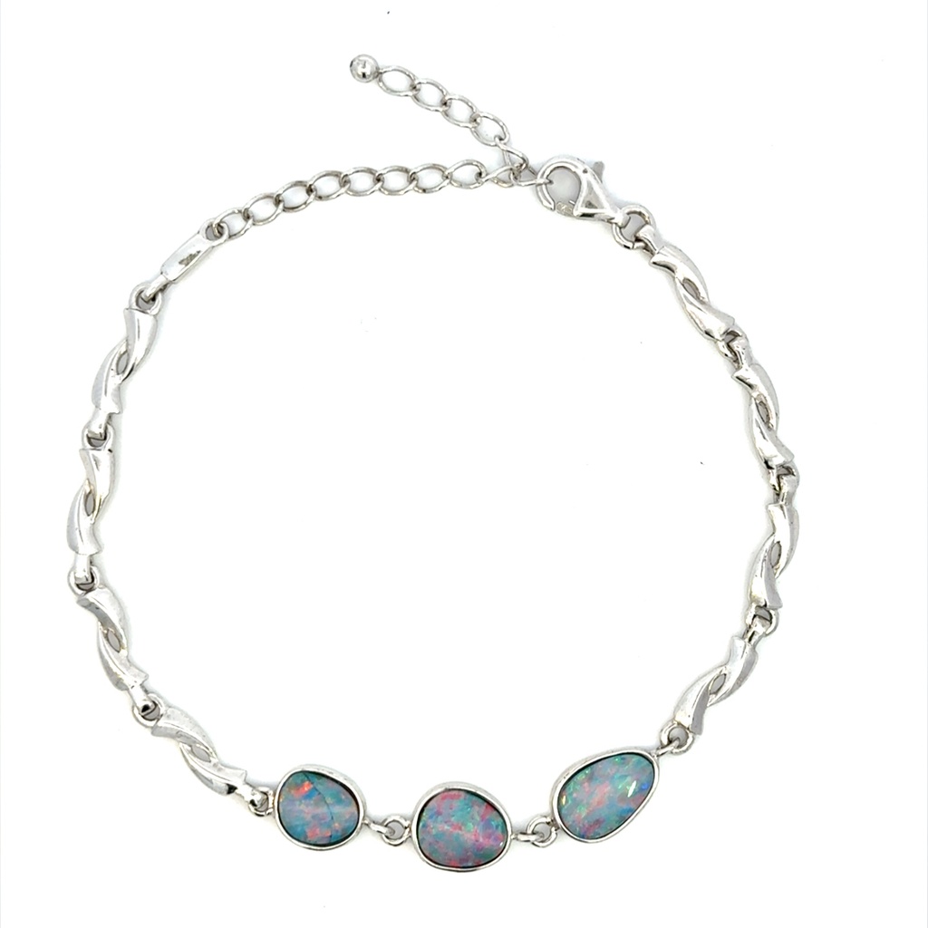 Aussie Doublet Opal Bracelet In Sterling Silver