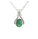 Striking Opal Pendant In 18K White Gold