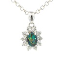 Opal Pendant | Triplet In Silver With Cubic Halo