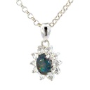 Triplet Aussie Opal Pendant & Cubic Halo In Silver