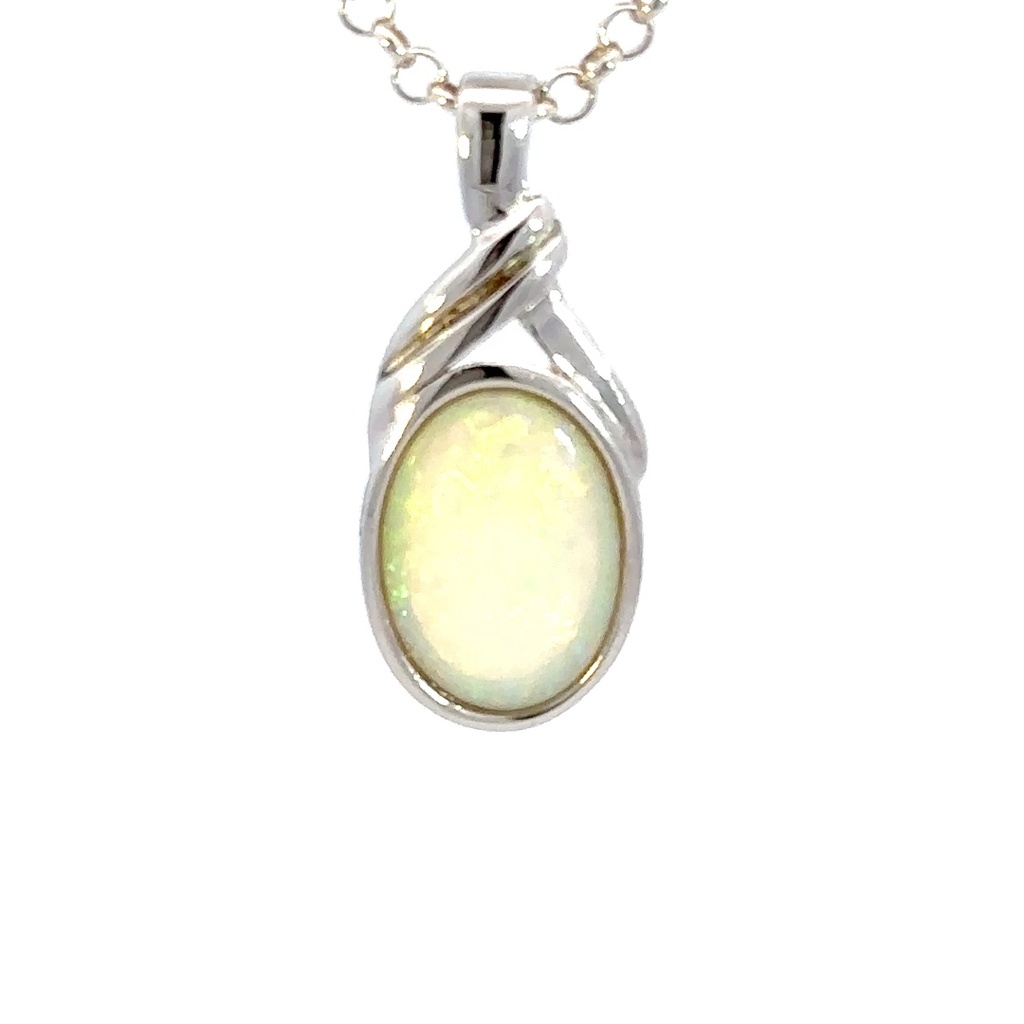 Solid White Crystal Opal Pendant