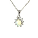 White Opal Pendant With CZ Halo in Silver