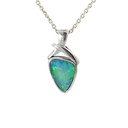 Vibrant Aqua Green Doublet Opal Silver Pendant Silver