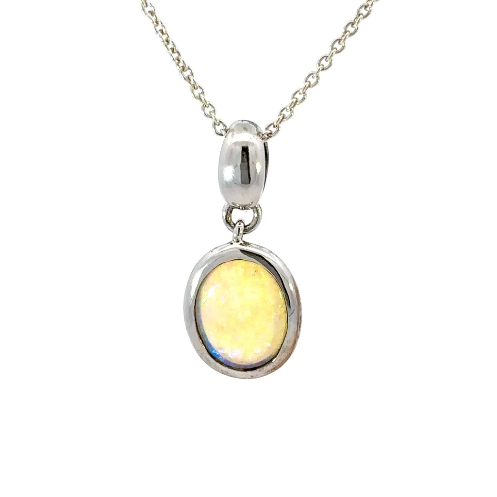 Solid Translucent Black Opal Silver Pendant
