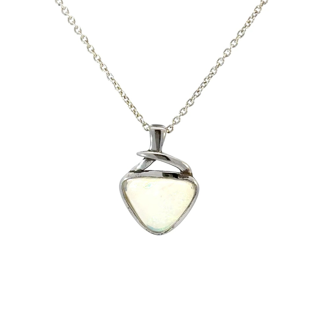 Solid South Australian Opal Pendant In Sterling Silver
