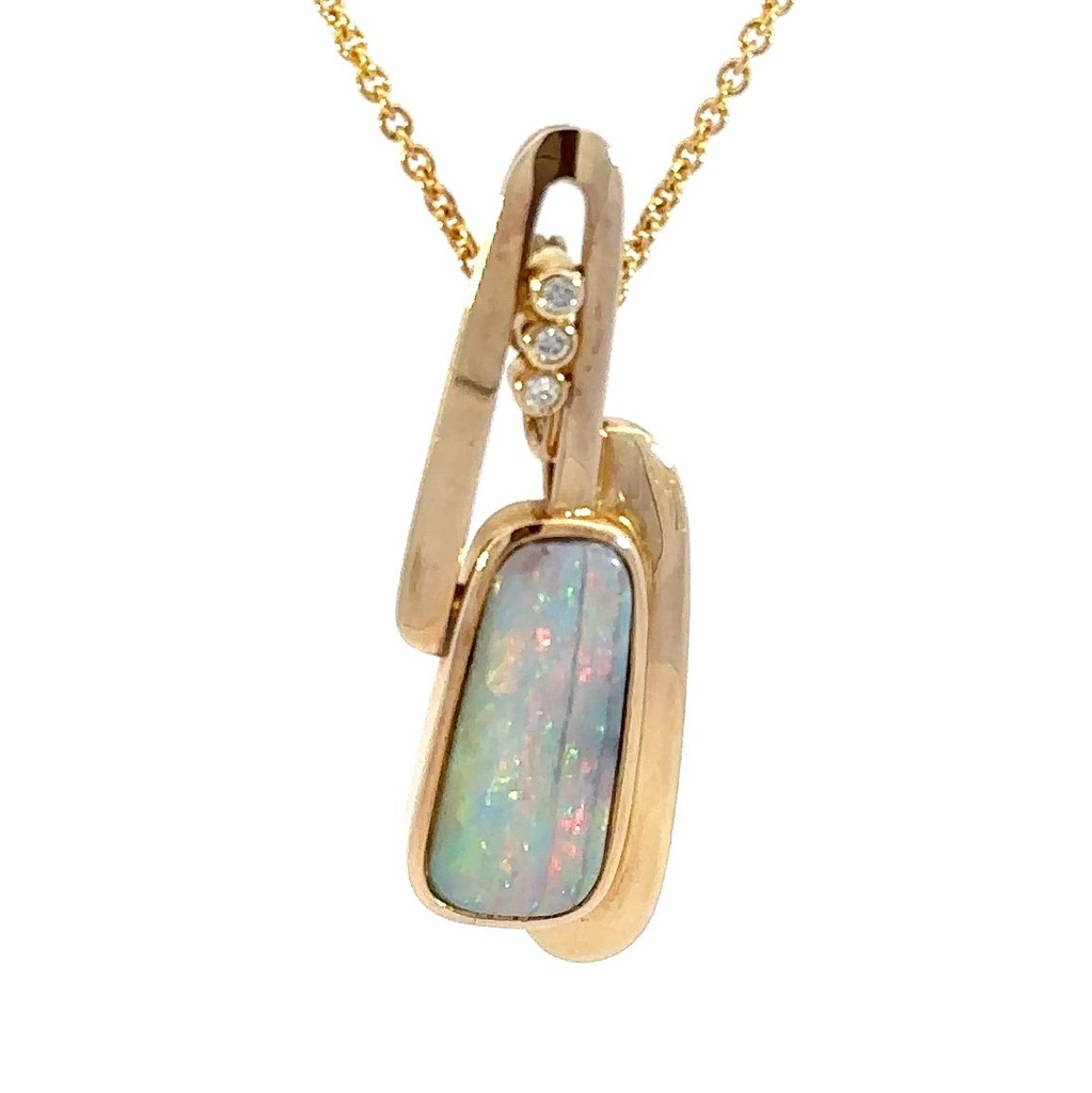 Doublet Opal Brooch And Pendant In 18K Yellow Gold
