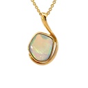 Solid Crystal Australian Opal Pendant In 18K Yellow Gold