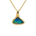 Doublet Opal Pendant In Blues & Greens In 14K
