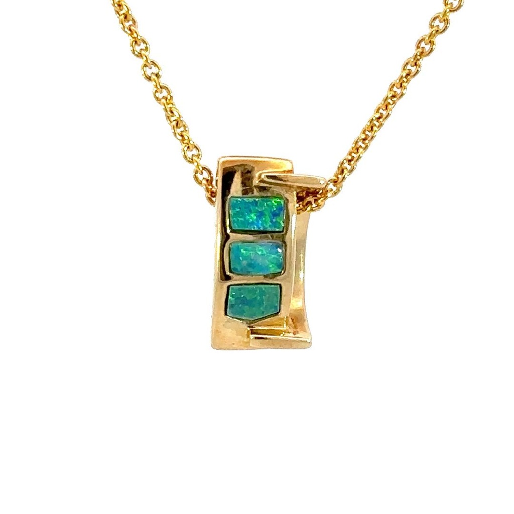 Doublet Opal Pendant In 14K Gold With Contemporary Design