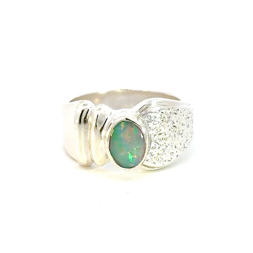 Ring With Opal In A Unique Design In Sterling Silver