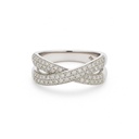 Pave Diamond Crossover Ring In 18K White Gold