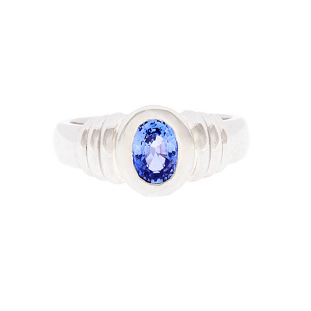 Ceylonese Sapphire Set In Platinum