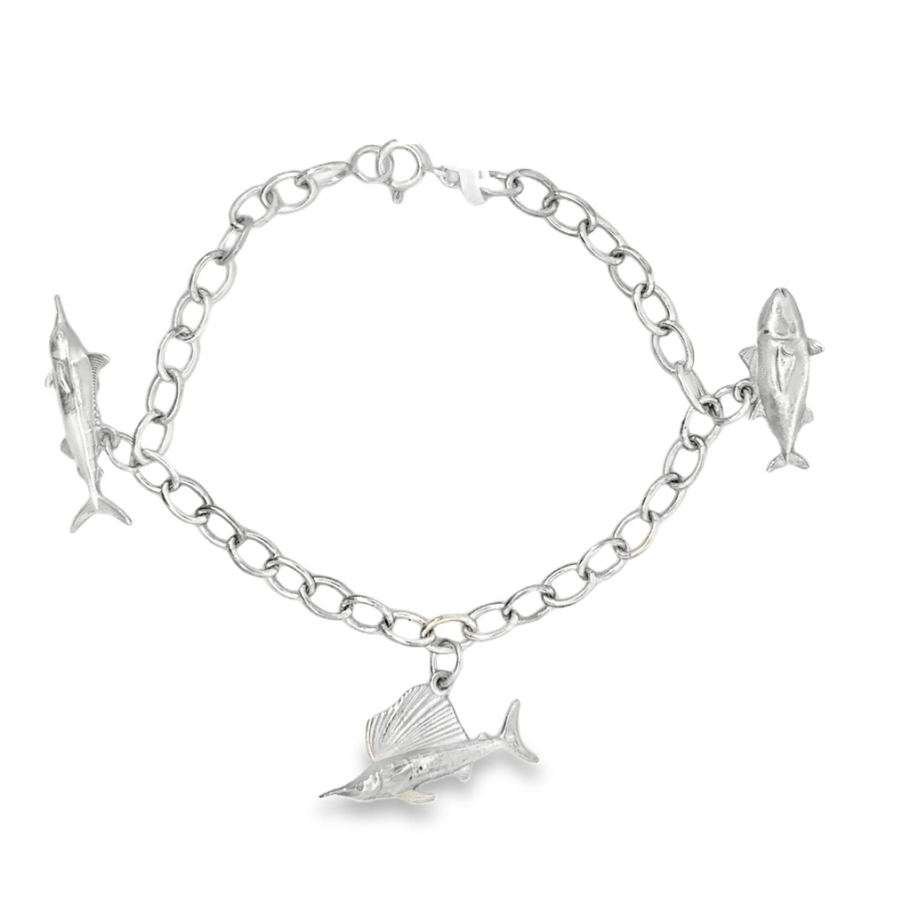 Fisherman's Bracelet Tuna, Sailfish & Marlin In Silver