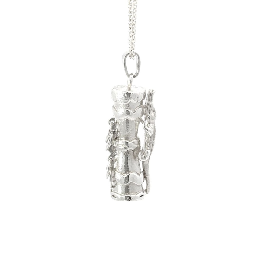 Kundu Drum Pendant With Crocodile Handle In Silver