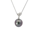 Tahitian Pearl & Diamond Pendant In 18K White Gold
