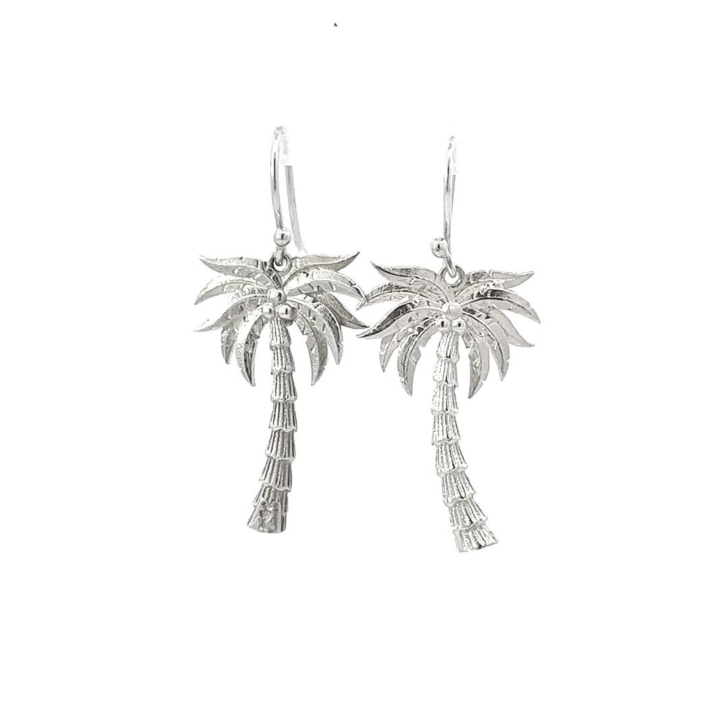 Coconut Palm Tree Earrings In Sterling Silver