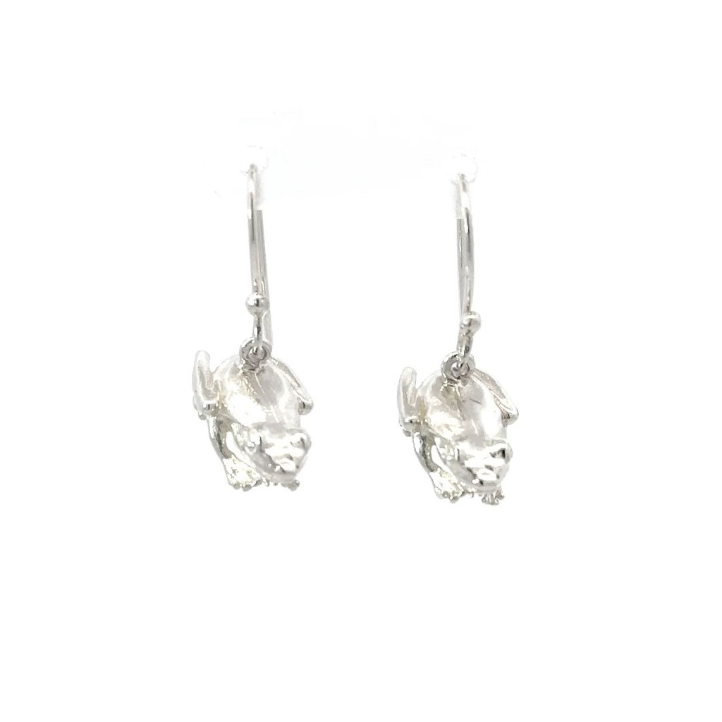Green Tree Frog Earrings In Sterling Silver