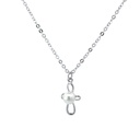 Petals Silver Necklace Cross Pendant With Pearl