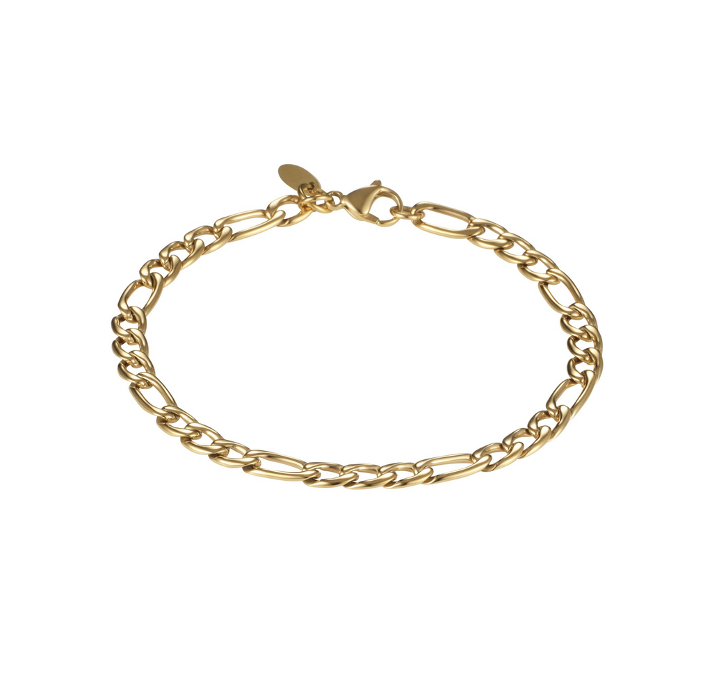 Figaro Bracelet In Stainless Steel & 18K Gold Plate