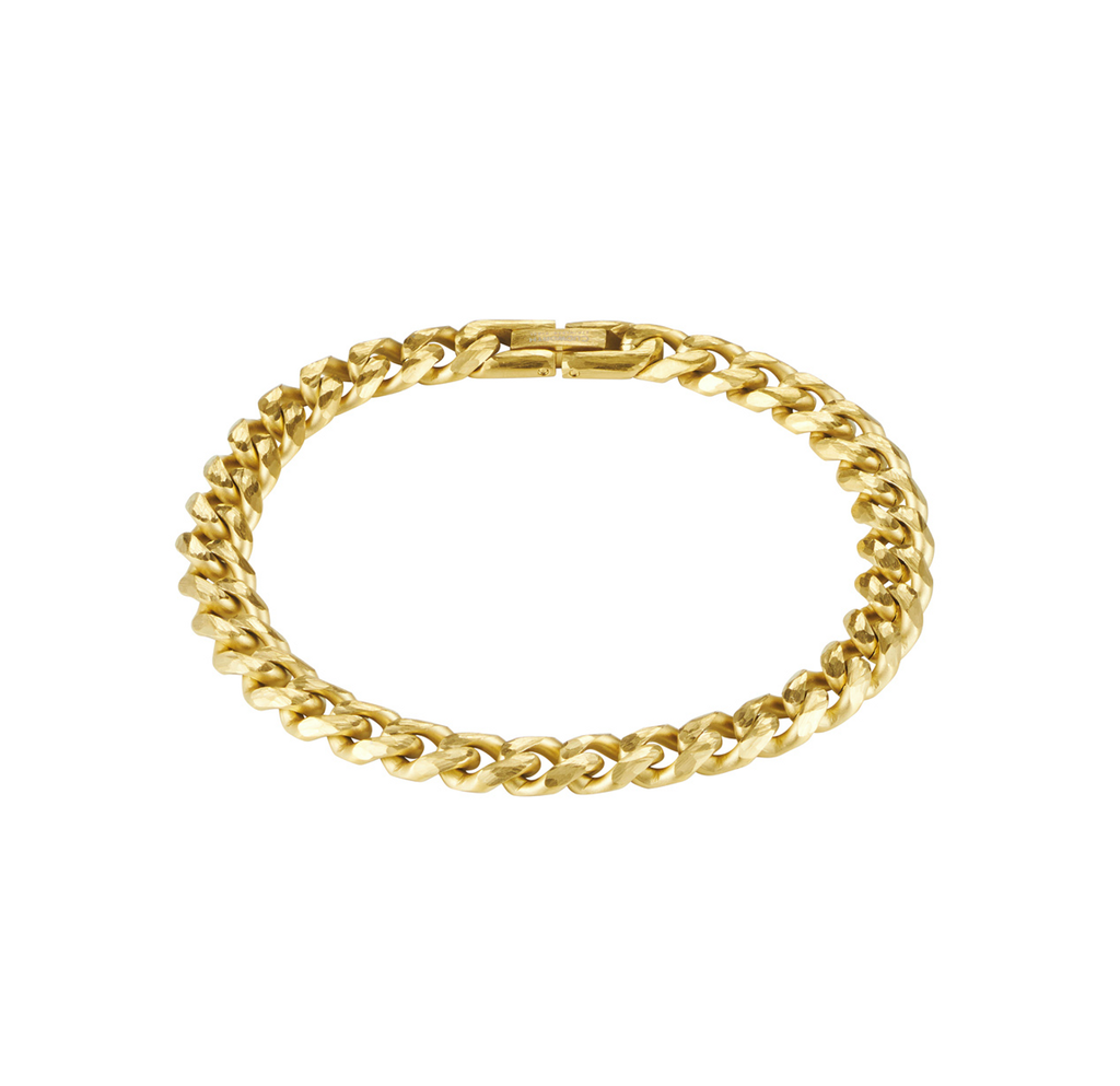 Curb Bracelet In Stainless Steel 14K Gold Plate