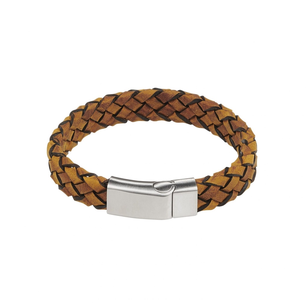 Rugged Sophistication: Men's Tan Leather Bracelet