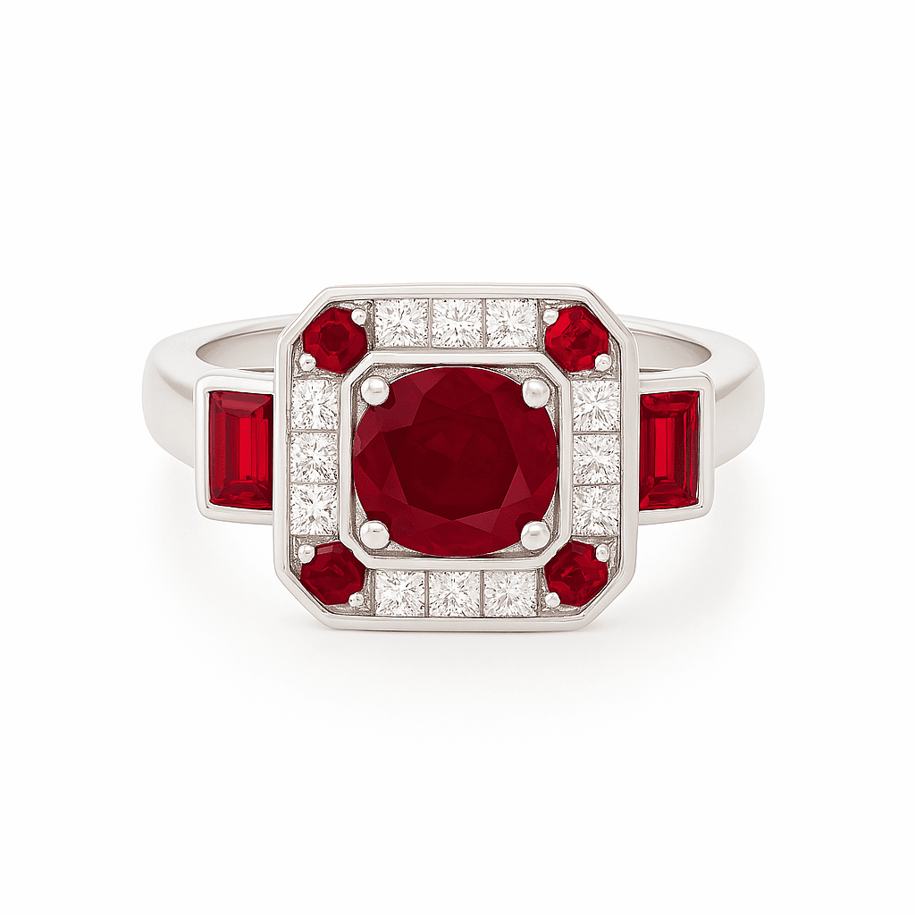 Ruby And Diamond Ring In Platinum