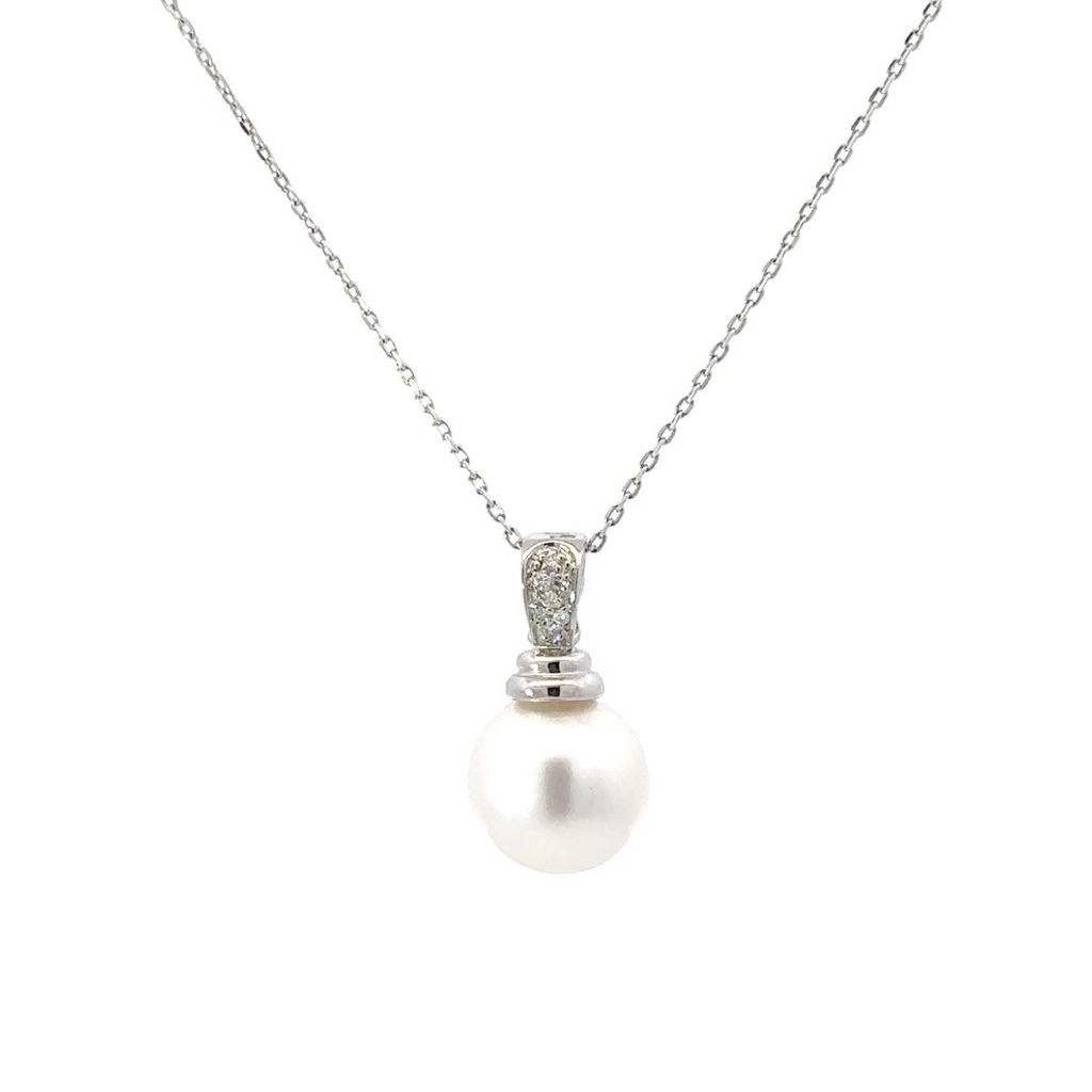 Pearl & Diamond Enhancer Pendant In 18K White Gold