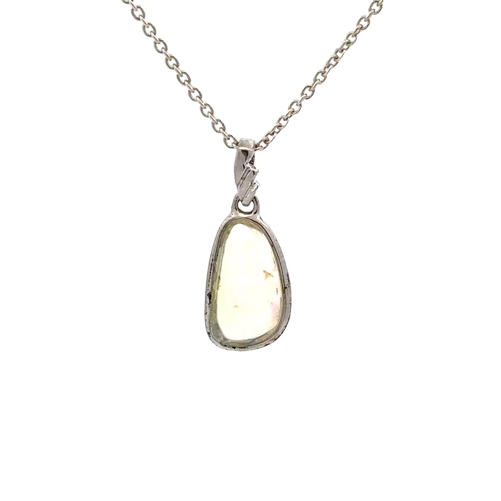 Solid White Opal Pendant in Sterling Silver